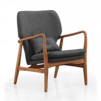 Manhattan Comfort AC015-CC Bradley Charcoal and Walnut Linen Weave Accent Chair